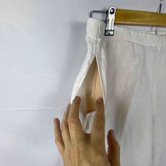J Jill Love Linen women Missy pants Sz M White Crop Wide Leg Lagenlook Beach - Picture 8 of 13